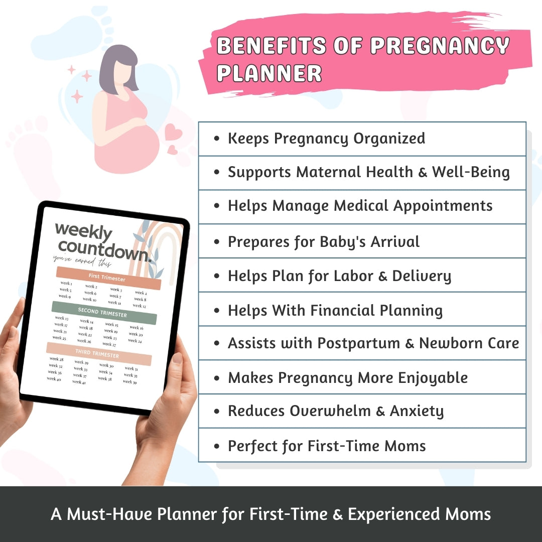 🌈 Ultimate Rainbow Pregnancy Planner Bundle | 100+ Page Digital Journal | Trimester Tracker, Birth Plan & Baby Prep
