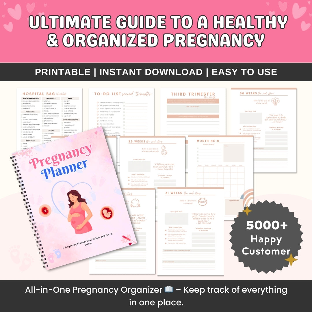 🌈 Ultimate Rainbow Pregnancy Planner Bundle | 100+ Page Digital Journal | Trimester Tracker, Birth Plan & Baby Prep