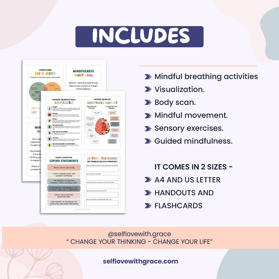 Guided mindfulness cards, scripted meditation handouts, therapy office decor, therapy forms, therapy worksheets, counselling tools, CBT