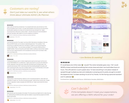 ADHD Notion Life Planner | ADHD Notion Template, ADHD Notion, Notion Dashboard, All in one Notion Template, Personal Planner for Notion