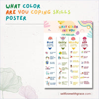 Feelings Emotions Coping Skills Printable Poster Bundle Handouts for Kids-Teens-6pgs Feelings Thermometer-Wheel-List-Chart Feeling Emotion