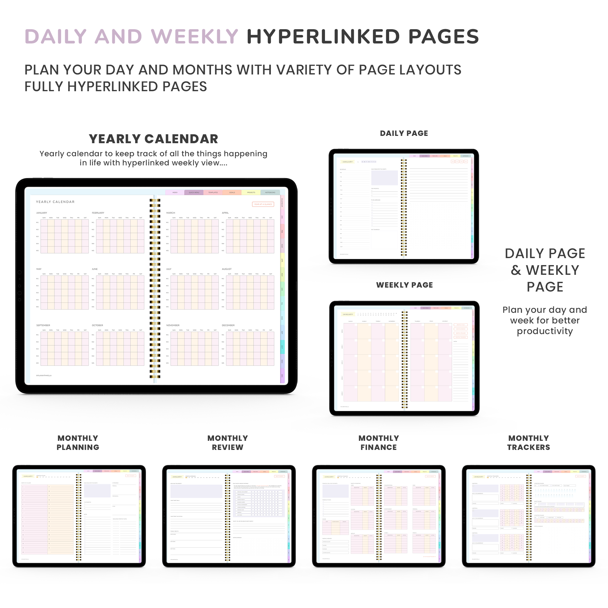 Ultimate ADHD Planner Bundle (made by an ADHDer) for iPad, Goodnotes + Android. Adult ADHD daily planner, self care & habit tracker. Science based