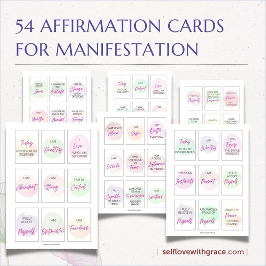 Positive Affirmation Card Deck, Self Care Printables, Cards for Law of Attraction