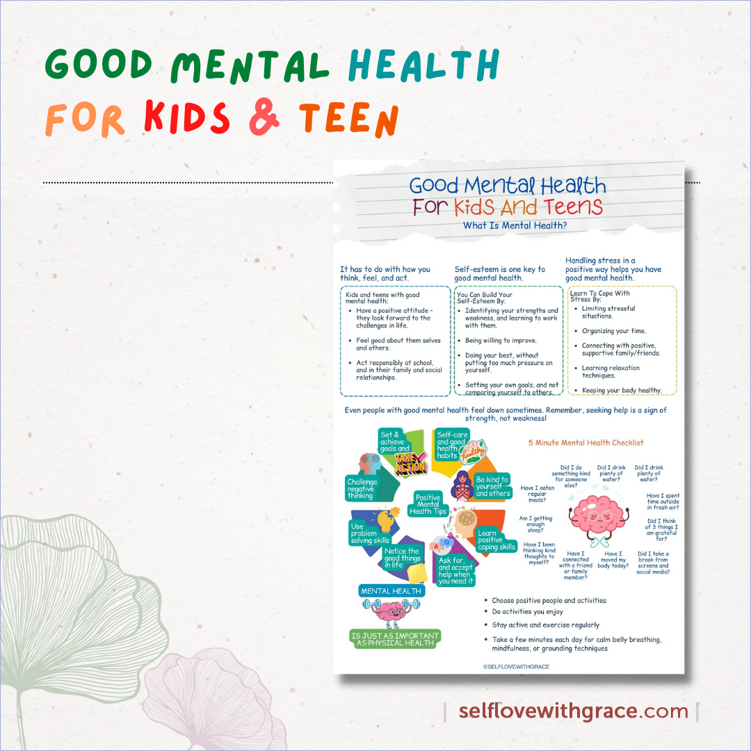 Mental Health Printable Therapy Handouts For Kids & Teens - 9 Page Coping Skills Counseling Posters Set PDF