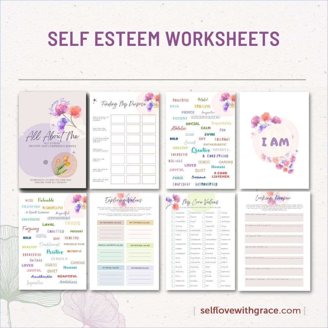 Self esteem worksheets, therapy worksheets, therapy resources, confidence worksheets, therapy office decor, social psychology, teen health