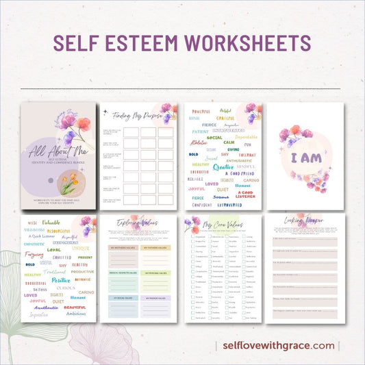 Self esteem worksheets, therapy worksheets, therapy resources, confidence worksheets, therapy office decor, social psychology, teen health