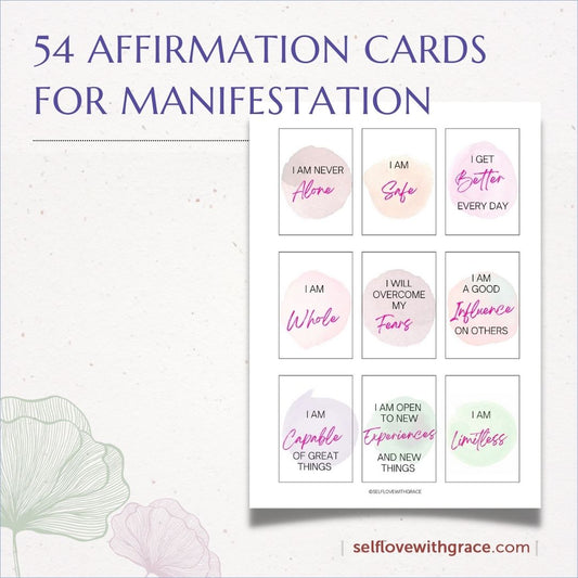 Positive Affirmation Card Deck, Self Care Printables, Cards for Law of Attraction