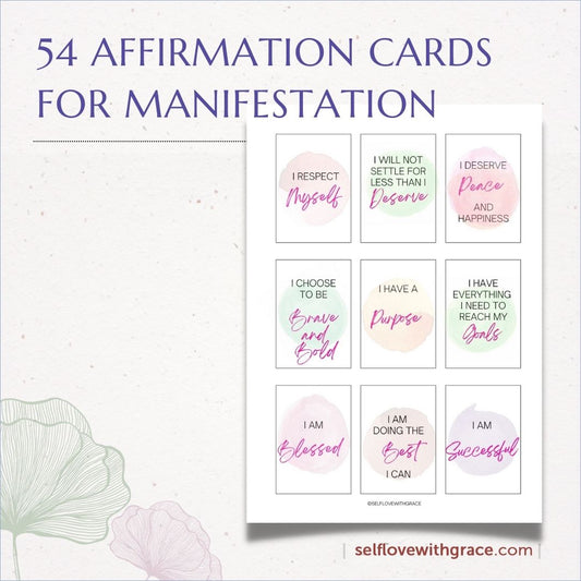 Positive Affirmation Card Deck, Self Care Printables, Cards for Law of Attraction