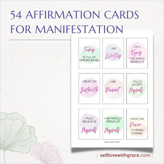 Positive Affirmation Card Deck, Self Care Printables, Cards for Law of Attraction