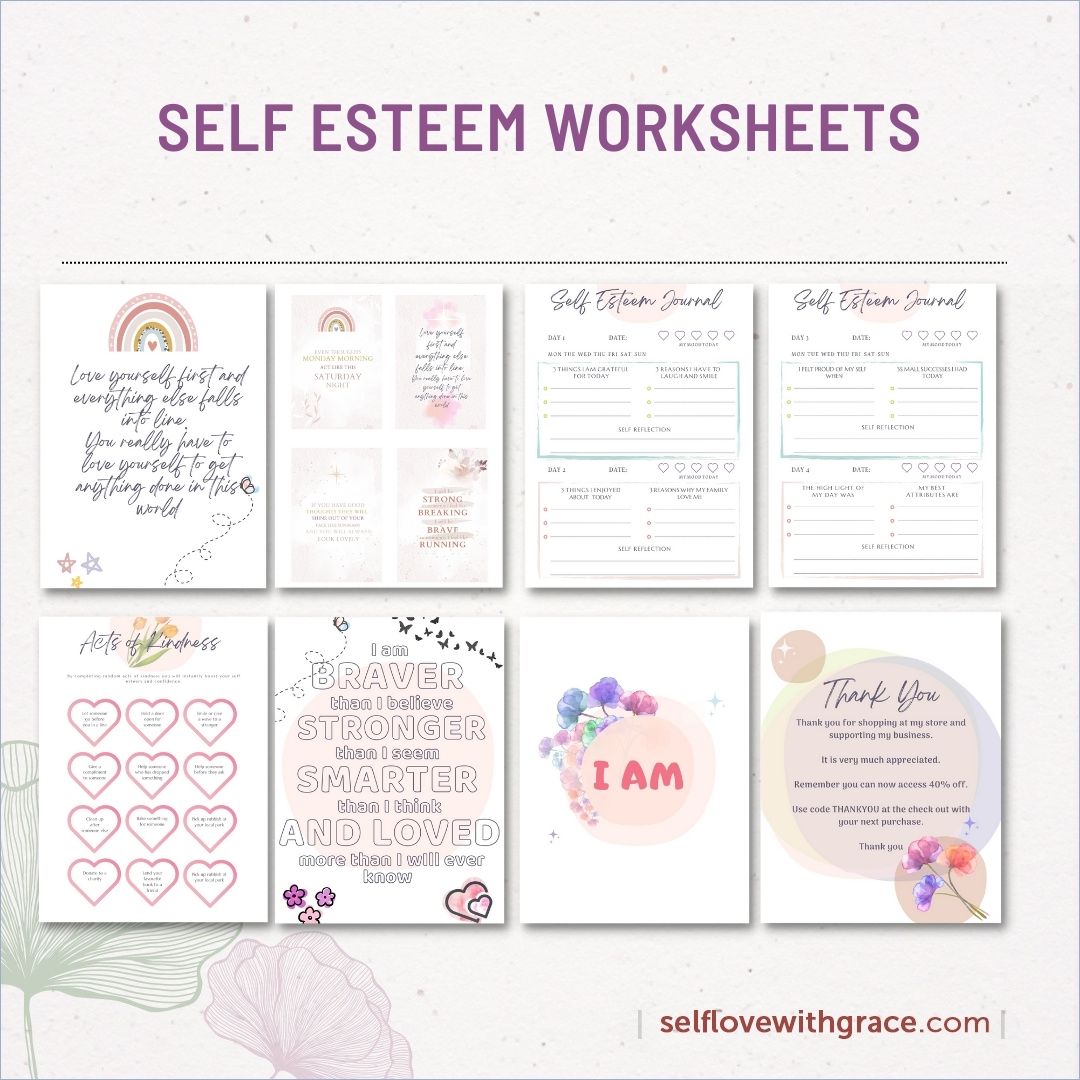 Self esteem worksheets, therapy worksheets, therapy resources, confidence worksheets, therapy office decor, social psychology, teen health