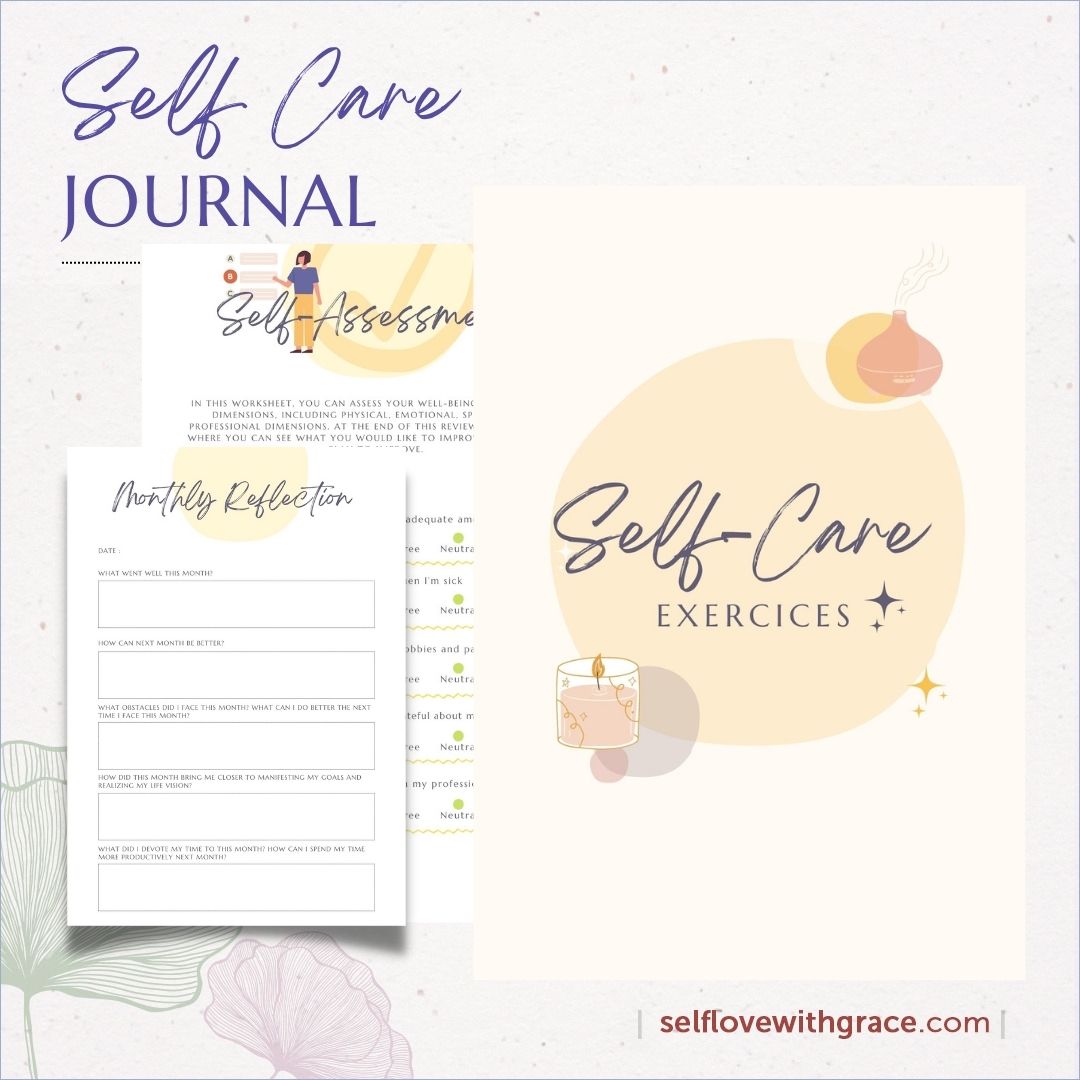 Self-Care Self Love Wellness, Guided Journal With Prompts 63 Pages