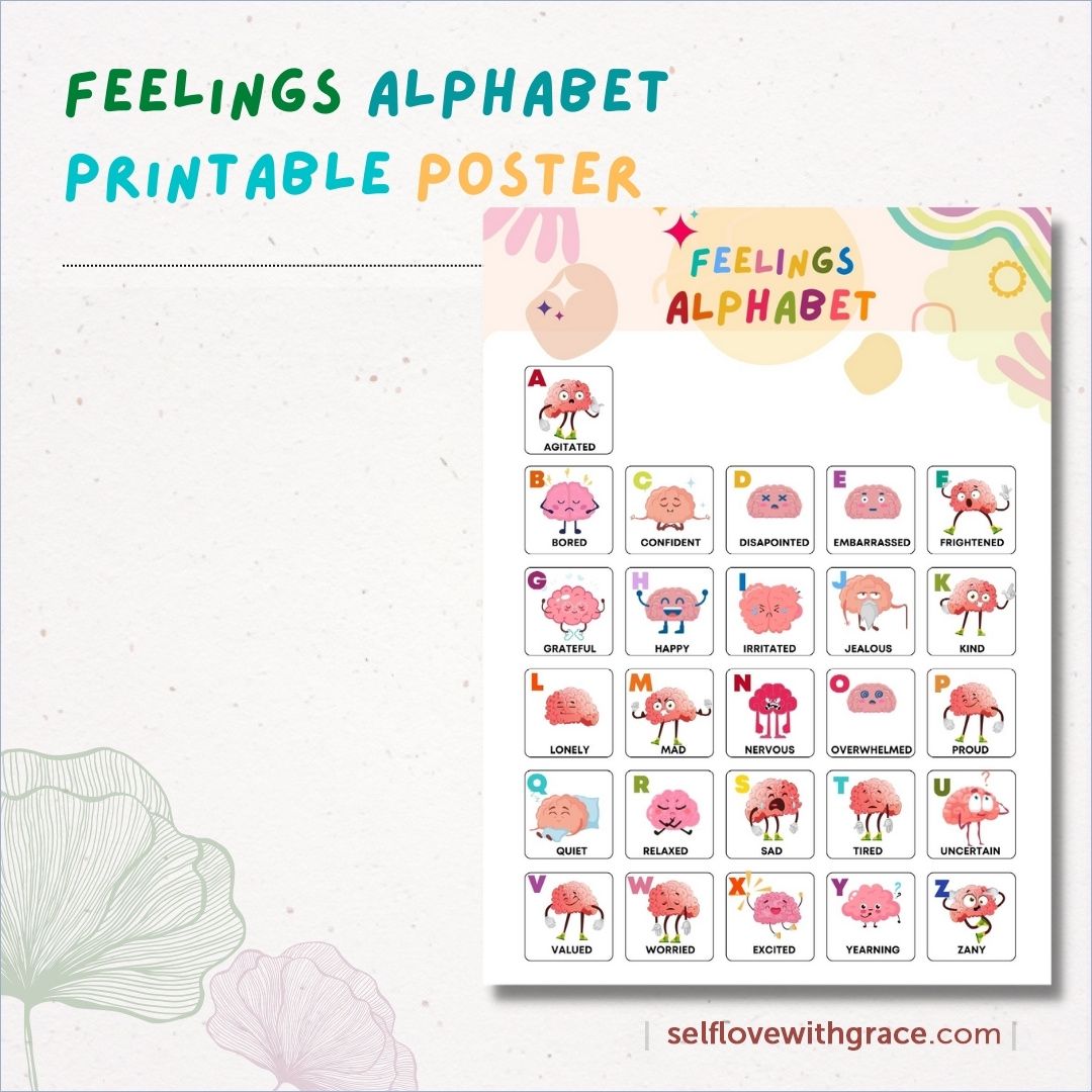 Feelings Emotions Coping Skills Printable Poster Bundle Handouts for Kids-Teens-6pgs Feelings Thermometer-Wheel-List-Chart Feeling Emotion