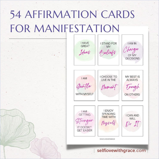 Positive Affirmation Card Deck, Self Care Printables, Cards for Law of Attraction