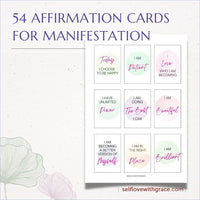 Positive Affirmation Card Deck, Self Care Printables, Cards for Law of Attraction