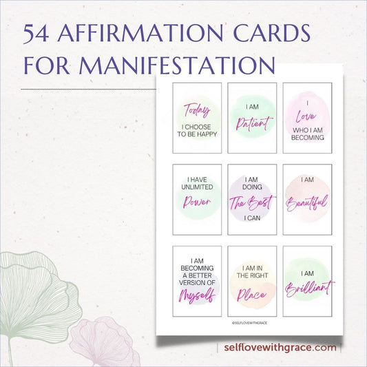 Positive Affirmation Card Deck, Self Care Printables, Cards for Law of Attraction