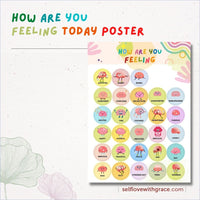 Feelings Emotions Coping Skills Printable Poster Bundle Handouts for Kids-Teens-6pgs Feelings Thermometer-Wheel-List-Chart Feeling Emotion