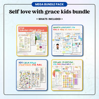 SELFLOVEWITHGRACE Kids Bundle - Printable Therapy Worksheets for Kids and Teens