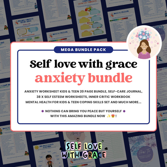 SELFLOVEWITHGRACE Anxiety Bundle - Anxiety Coping Emotional Support Therapy Tools