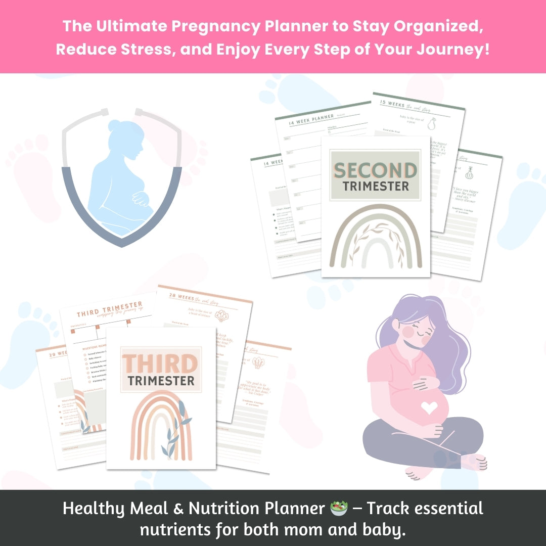 🌈 Ultimate Rainbow Pregnancy Planner Bundle | 100+ Page Digital Journal | Trimester Tracker, Birth Plan & Baby Prep
