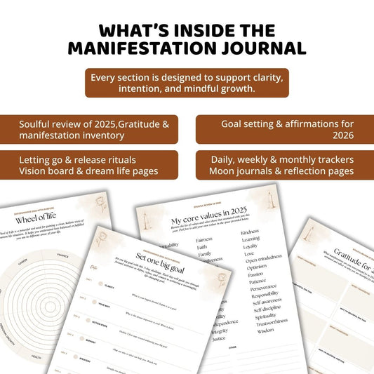 2026 Manifestation Journal | Guided Reflection, Goal Setting & Vision Planning Workbook | Printable & Digital Planner