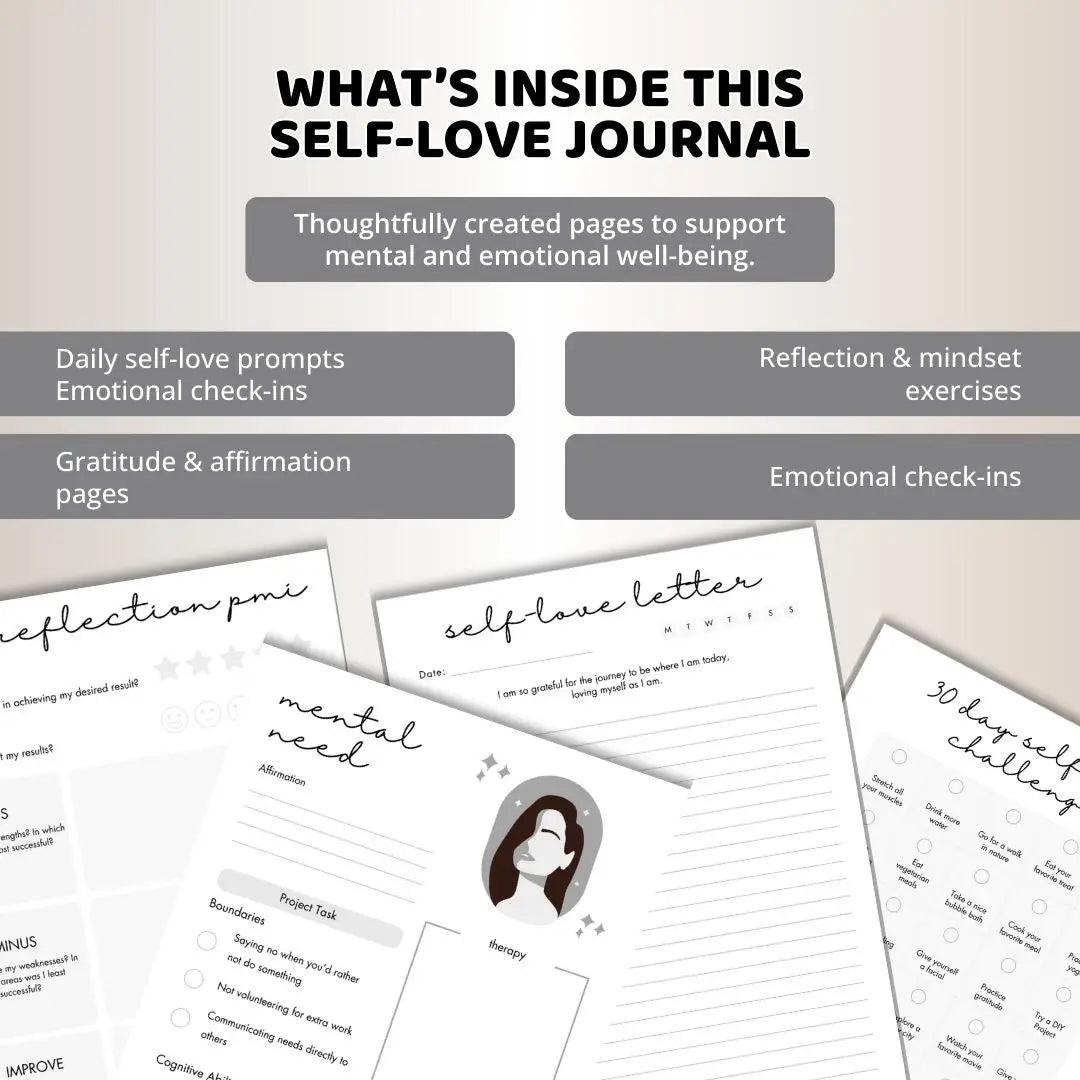 Self Love Journal PDF – 54 Page Guided Self-Care, Healing & Mindfulness Workbook