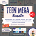 Teen mega 90% off bundle, therapy worksheets, healing journey, depression, anxiety, cognitive distortions, affirmations, boundaries