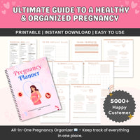 🌈 Ultimate Rainbow Pregnancy Planner Bundle | 100+ Page Digital Journal | Trimester Tracker, Birth Plan & Baby Prep