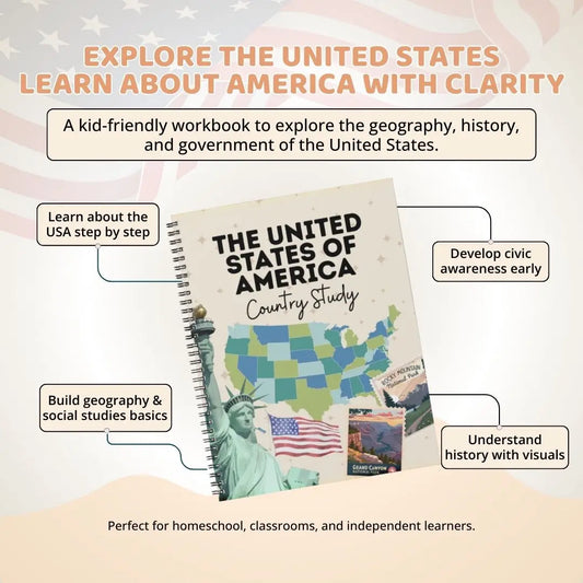 United States of America Country Study PDF – Geography, History, Government & Worksheets (Kids & Homeschool)