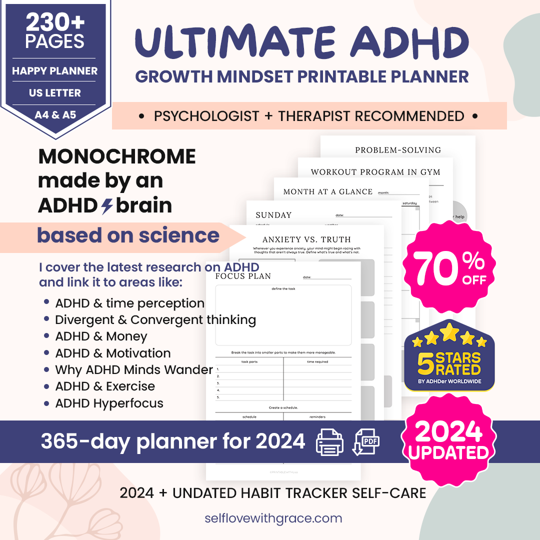 Ultimate ADHD Planner Bundle, ADHD Journal, ADHD Productivity Planner, ADHD Life Planner, Printable ADHD Planner