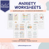 Anxiety worksheets bundle, therapy tools, therapy worksheets, anxiety journal, therapy office decor, social psychology, DBT, CBT