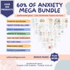 Anxiety mega bundle, psychologist resources, therapy worksheets, mental health resources tools self care cards, therapy office