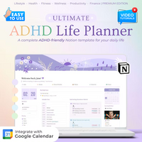 ADHD Notion Life Planner | ADHD Notion Template, ADHD Notion, Notion Dashboard, All in one Notion Template, Personal Planner for Notion