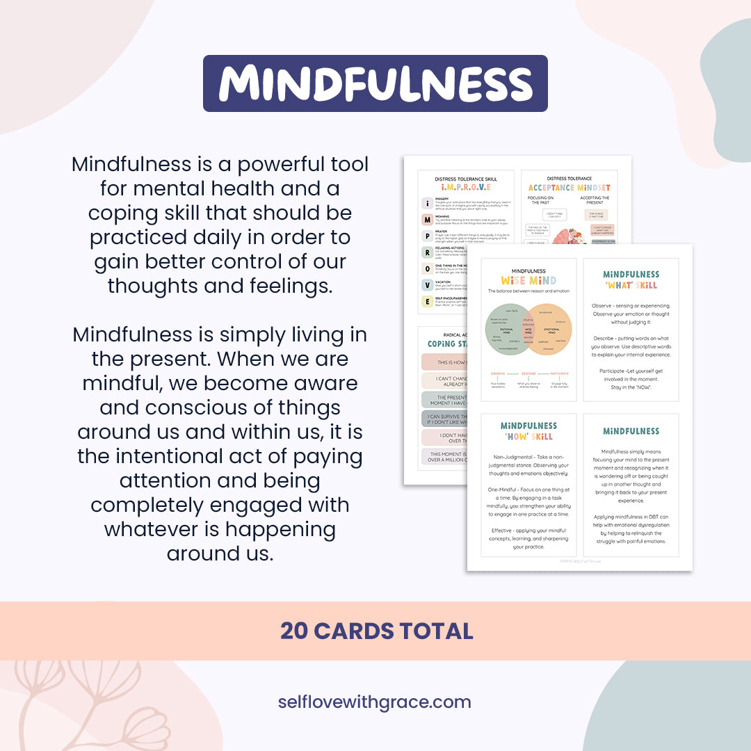 Guided mindfulness cards, scripted meditation handouts, therapy office decor, therapy forms, therapy worksheets, counselling tools, CBT