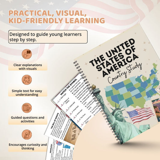 United States of America Country Study PDF – Geography, History, Government & Worksheets (Kids & Homeschool)