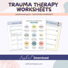 Therapy worksheet bundle, psychology resources, self-care, inner critic, boundaries, trauma, acceptance therapy, safety plan, planner, affirmations,GAD