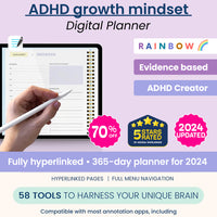 Ultimate ADHD Planner Bundle (made by an ADHDer) for iPad, Goodnotes + Android. Adult ADHD daily planner, self care & habit tracker. Science based