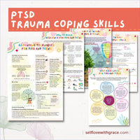 PTSD Trauma Coping Skills Printable Handouts Bundle for Kids-Teens-Young Adults
