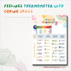 Feelings Emotions Coping Skills Printable Poster Bundle Handouts for Kids-Teens-6pgs Feelings Thermometer-Wheel-List-Chart Feeling Emotion