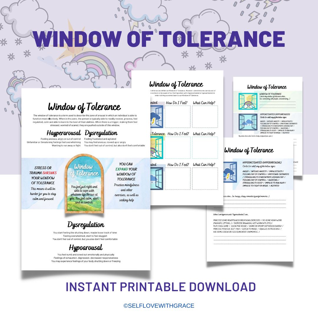 Window of tolerance worksheet, trauma therapy, social emotional learning, therapy worksheet, therapy office decor, healing, therapy tools