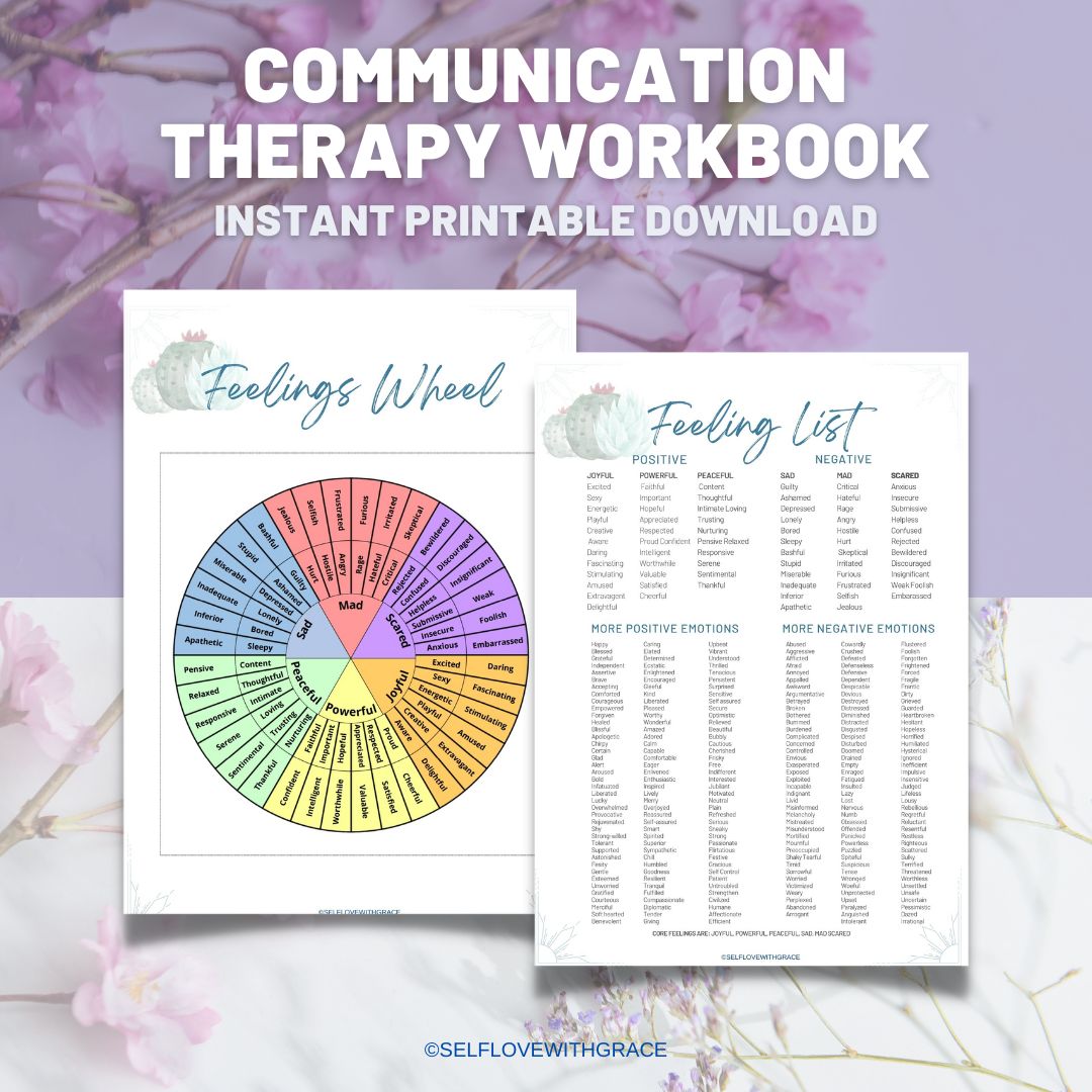 Feelings List & Wheel: Emotions, Reflections, Expressions, Sentiments, Counselor Tool, Depression, Anxiety, High Resolution Download, PDF