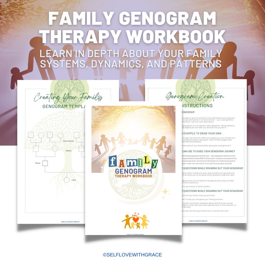 Family Genogram Therapy Workbook: Family Tree, Generations, Dynamics, Systems & Patterns, Therapist Tool, MFT Exercise, Counseling, Journal