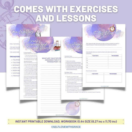 Time Management Workbook: Printable, Planner, Time Manager, Worksheets, For School, Time Tracker, Organizer, School Counselor Resource, PDF