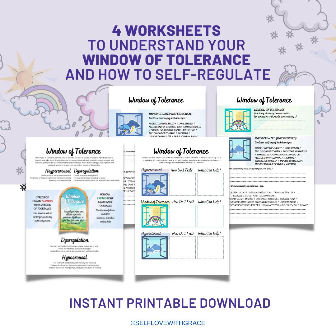 Window of tolerance worksheet, trauma therapy, social emotional learning, therapy worksheet, therapy office decor, healing, therapy tools