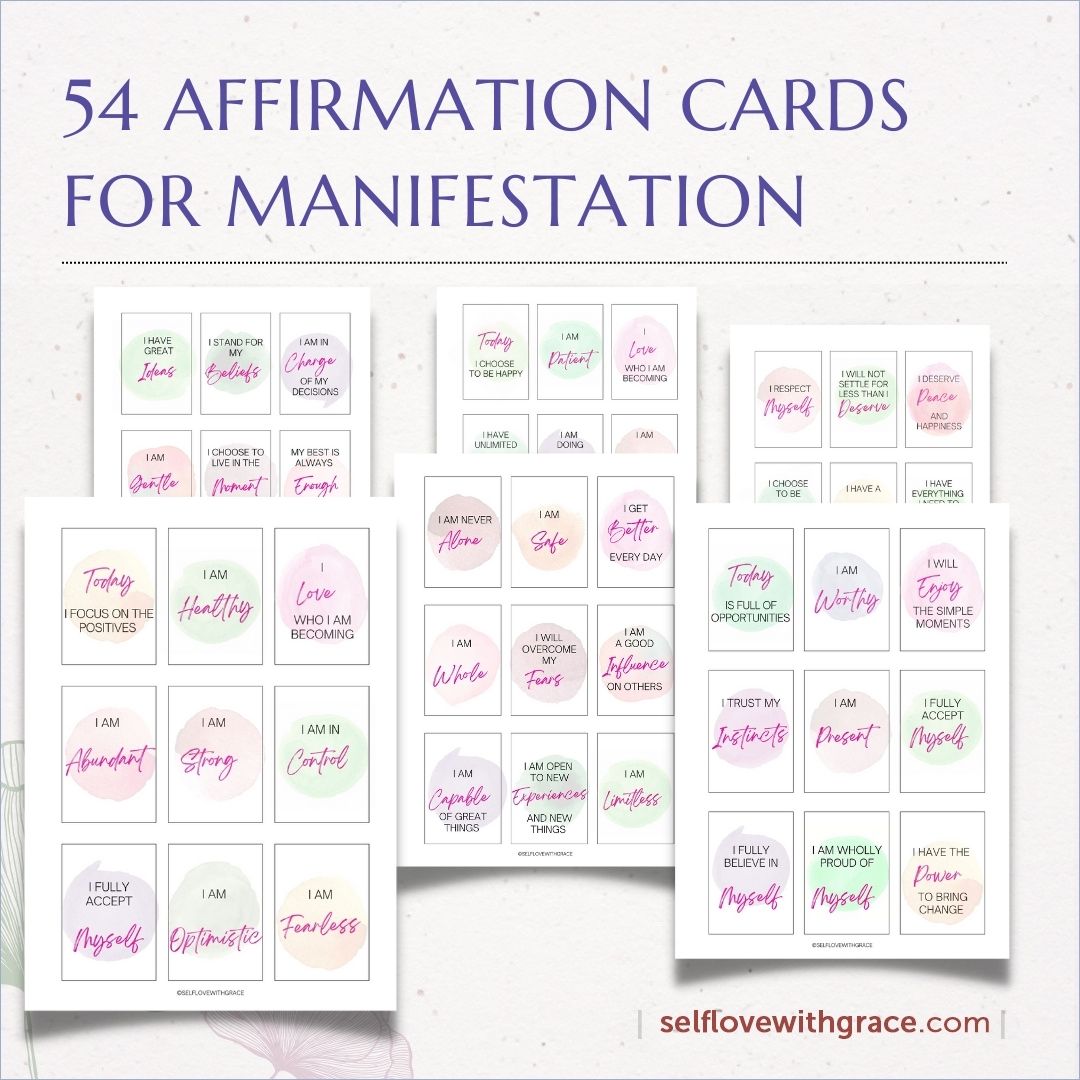 Positive Affirmation Card Deck, Self Care Printables, Cards for Law of Attraction