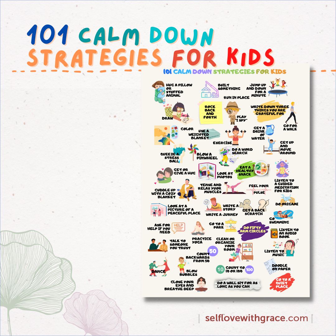 101 Calm Down Strategies For Kids Printable Poster - Emotional Regulation Skills SEL - Coping Skills Poster - Calm Down Printable For Kids