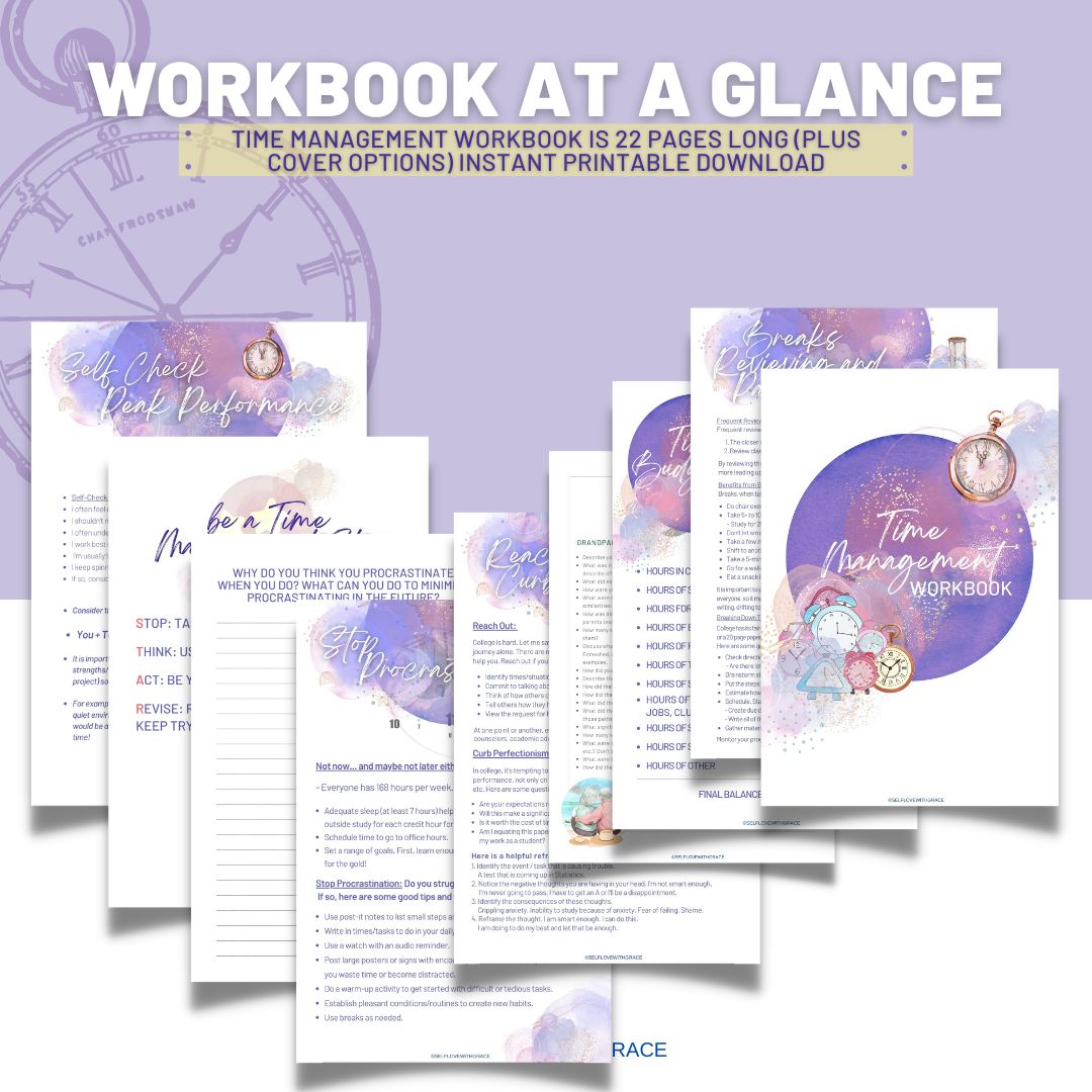 Time Management Workbook: Printable, Planner, Time Manager, Worksheets, For School, Time Tracker, Organizer, School Counselor Resource, PDF