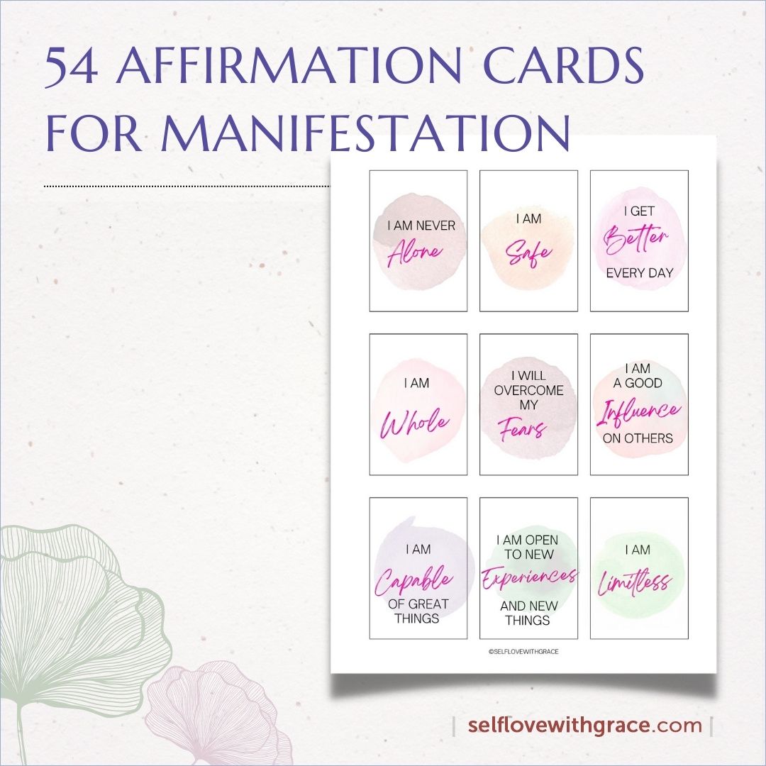 Positive Affirmation Card Deck, Self Care Printables, Cards for Law of Attraction