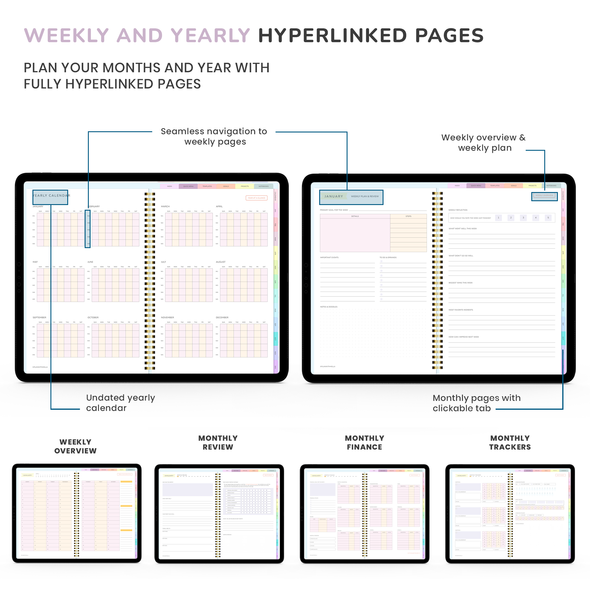 Ultimate ADHD Planner Bundle (made by an ADHDer) for iPad, Goodnotes + Android. Adult ADHD daily planner, self care & habit tracker. Science based
