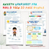 Anxiety Worksheets 20 Pg Printable Bundle for Kids & Teens - Social Emotional Learning Mental Health Relief CBT PDF