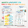 Anxiety Worksheets 20 Pg Printable Bundle for Kids & Teens - Social Emotional Learning Mental Health Relief CBT PDF